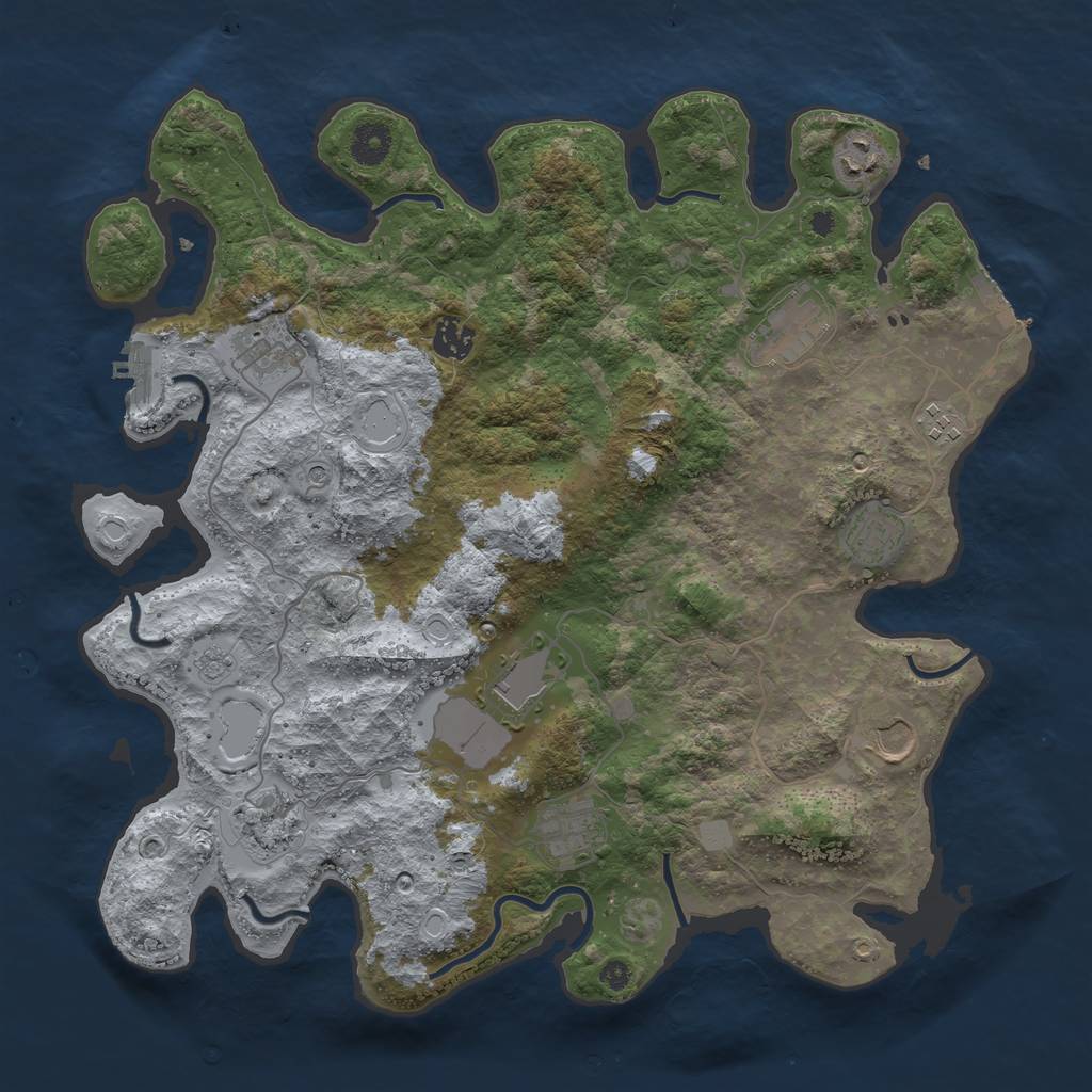 Rust Map: Procedural Map, Size: 3850, Seed: 570436708, 19 Monuments