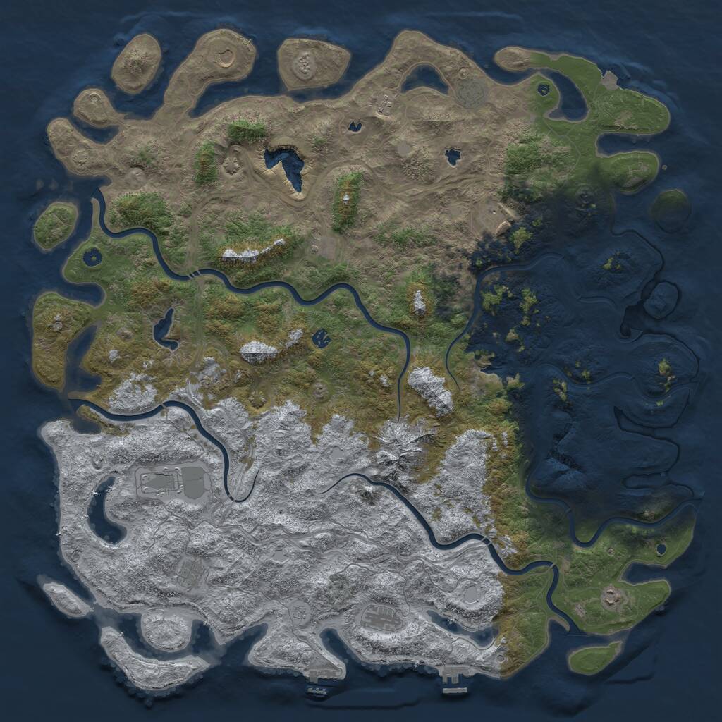 Rust Map: Procedural Map, Size: 6000, Seed: 83043543, 17 Monuments