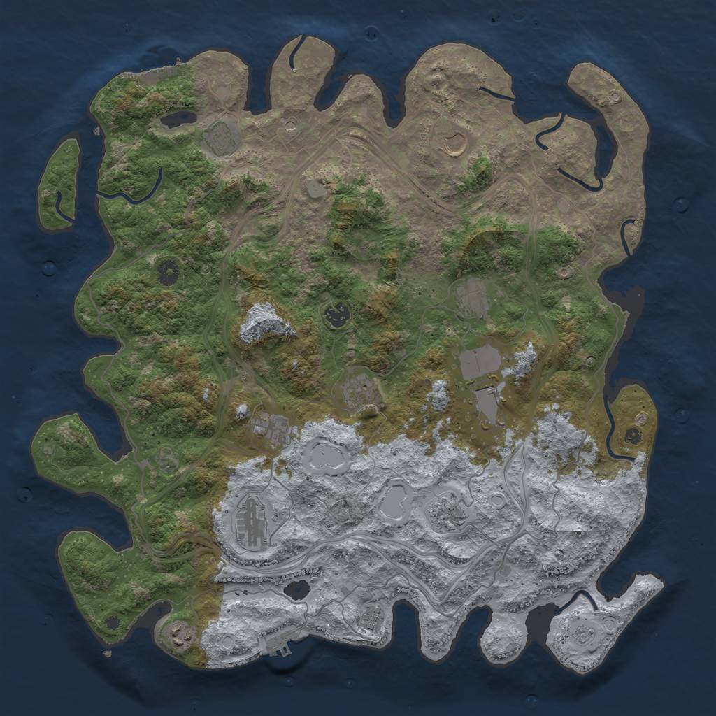 Rust Map: Procedural Map, Size: 4500, Seed: 283470245, 20 Monuments