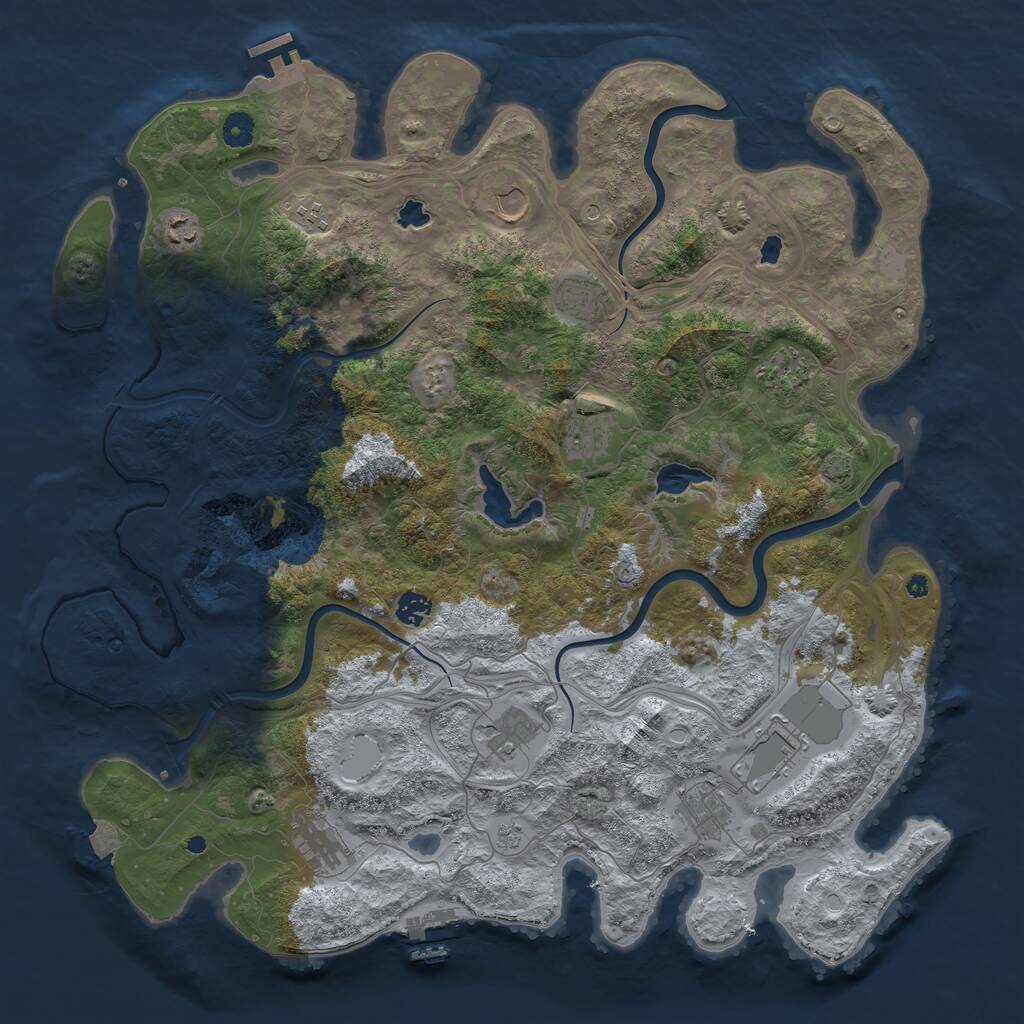 Rust Map: Procedural Map, Size: 4500, Seed: 283470245, 17 Monuments