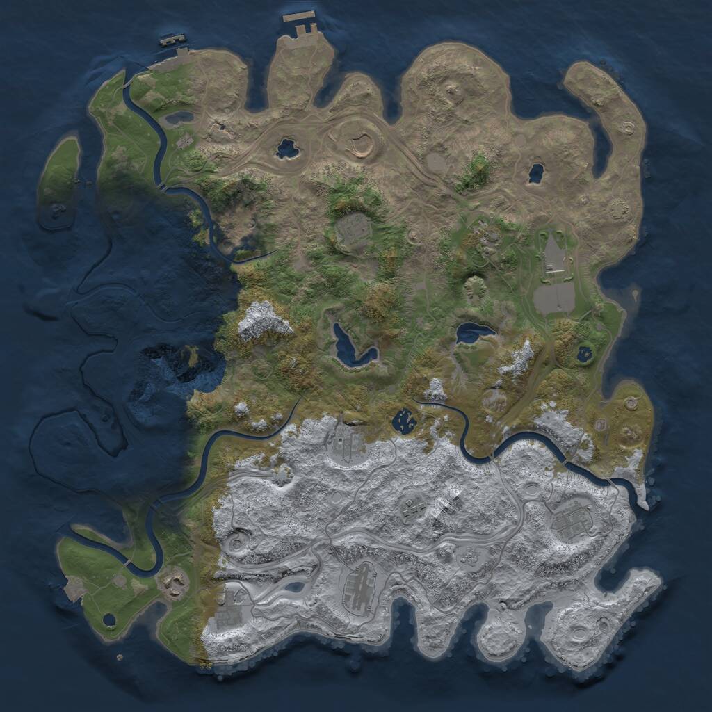 Rust Map: Procedural Map, Size: 4500, Seed: 283470245, 17 Monuments