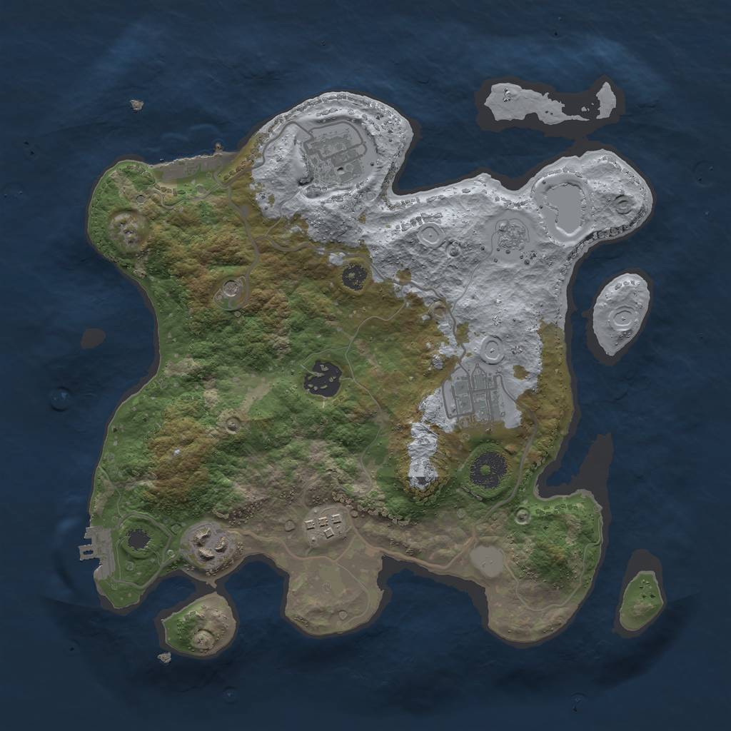 Rust Map: Procedural Map, Size: 3000, Seed: 1287913416, 12 Monuments