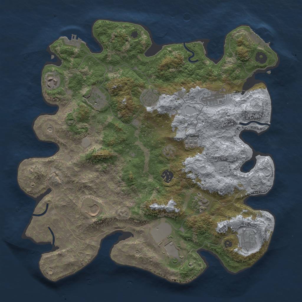 Rust Map: Procedural Map, Size: 3800, Seed: 1247154000, 19 Monuments