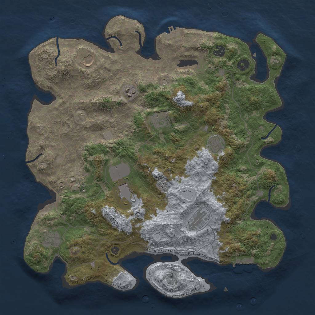 Rust Map: Procedural Map, Size: 4000, Seed: 1241377936, 18 Monuments