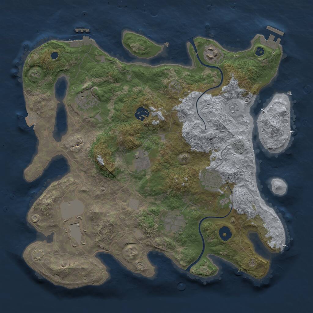 Rust Map: Procedural Map, Size: 3500, Seed: 676647445, 14 Monuments