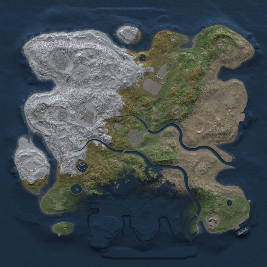 Rust Map: Procedural Map, Size: 3850, Seed: 66630967, 16 Monuments