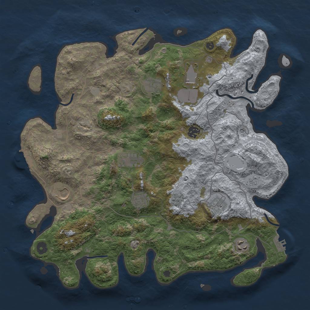 Rust Map: Procedural Map, Size: 4000, Seed: 711736181, 18 Monuments