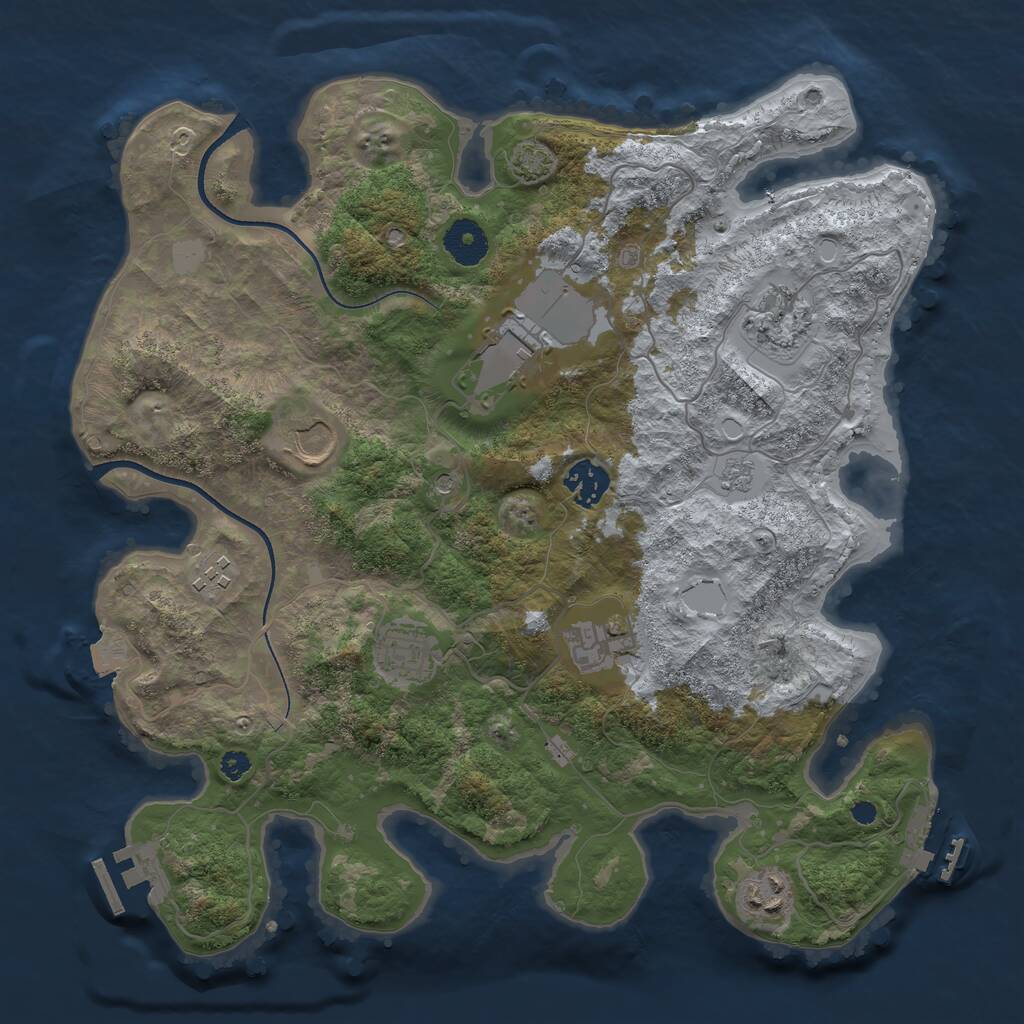 Rust Map: Procedural Map, Size: 3500, Seed: 596127150, 14 Monuments