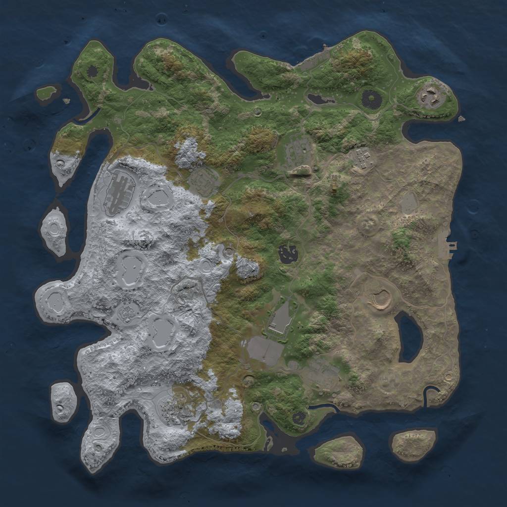 Rust Map: Procedural Map, Size: 3800, Seed: 17777, 19 Monuments