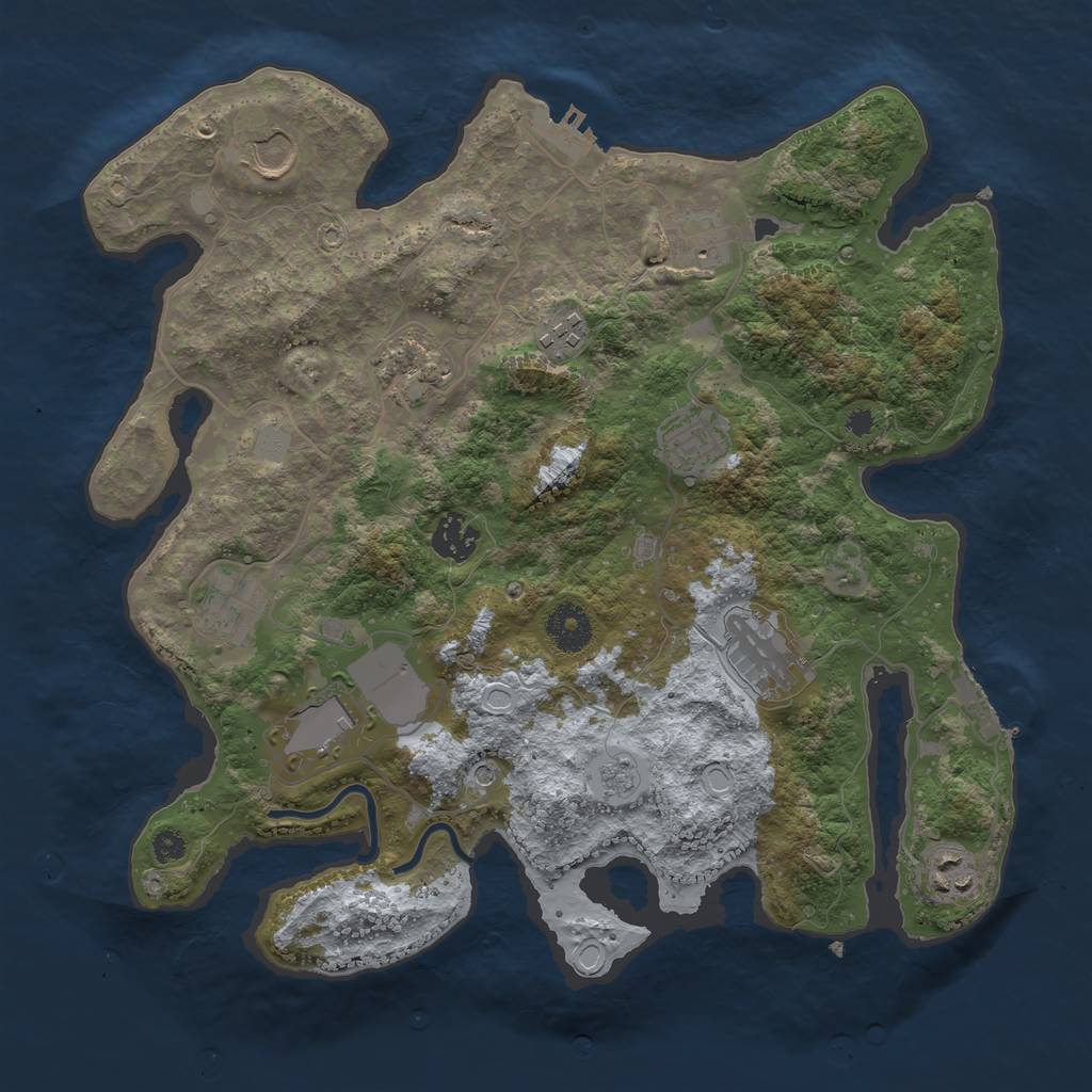 Rust Map: Procedural Map, Size: 3500, Seed: 868650325, 19 Monuments