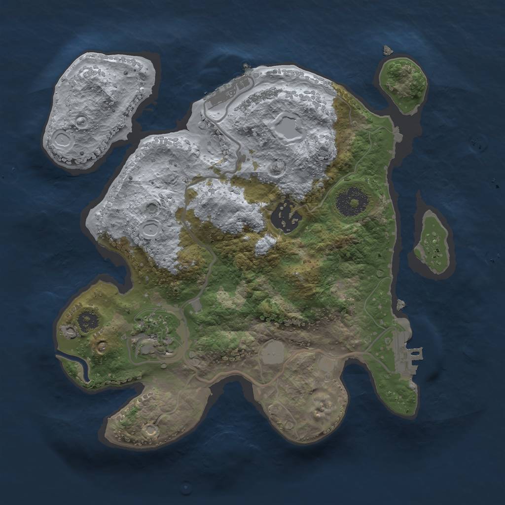 Rust Map: Procedural Map, Size: 2500, Seed: 354307571, 9 Monuments