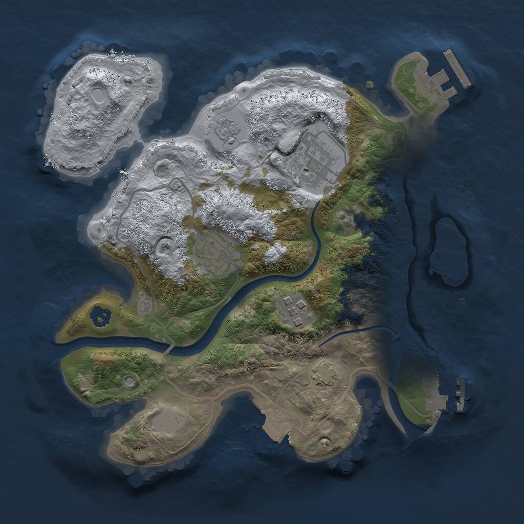 Rust Map: Procedural Map, Size: 2500, Seed: 354307571, 8 Monuments