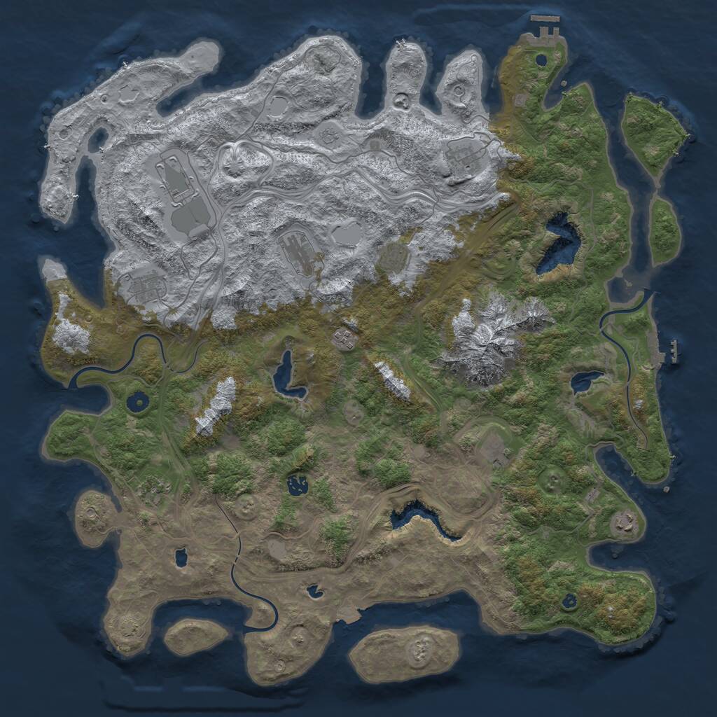 Rust Map: Procedural Map, Size: 5000, Seed: 1283974, 16 Monuments