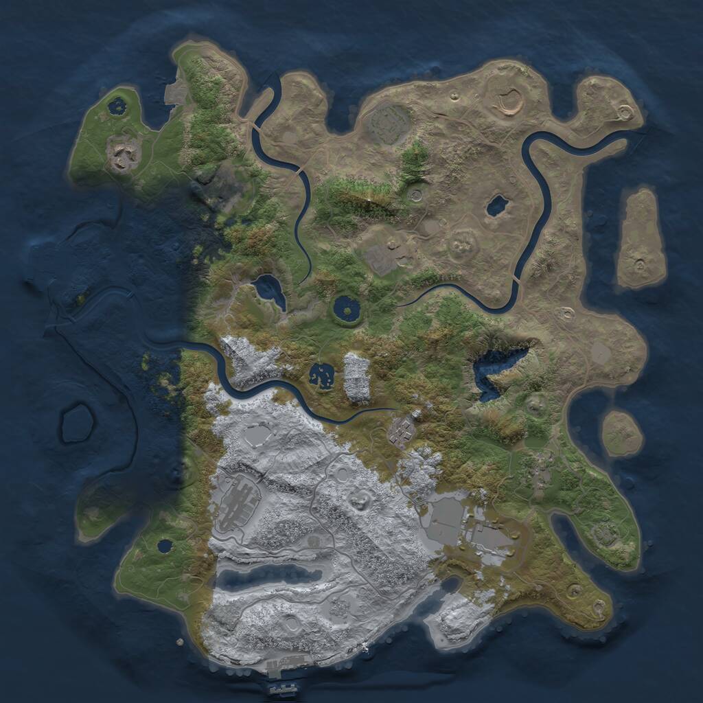 Rust Map: Procedural Map, Size: 4000, Seed: 674167, 16 Monuments