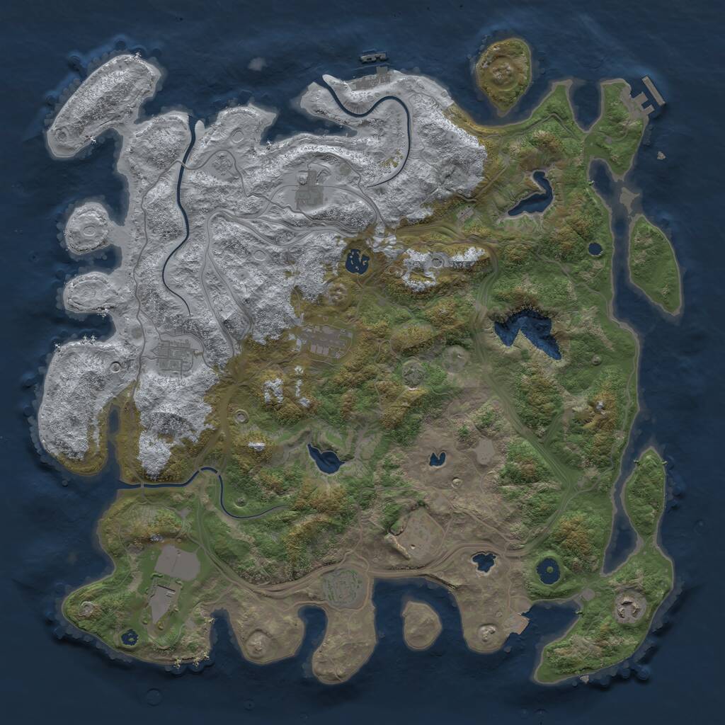 Rust Map: Procedural Map, Size: 4500, Seed: 1913068740, 14 Monuments