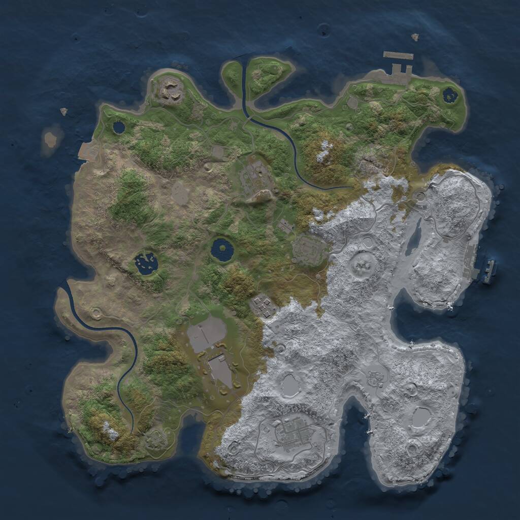 Rust Map: Procedural Map, Size: 3500, Seed: 1954076853, 13 Monuments