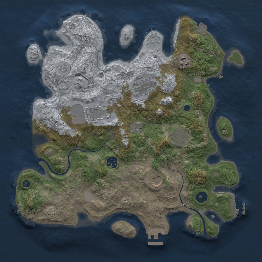 Rust Map: Procedural Map, Size: 3500, Seed: 1162556588, 12 Monuments
