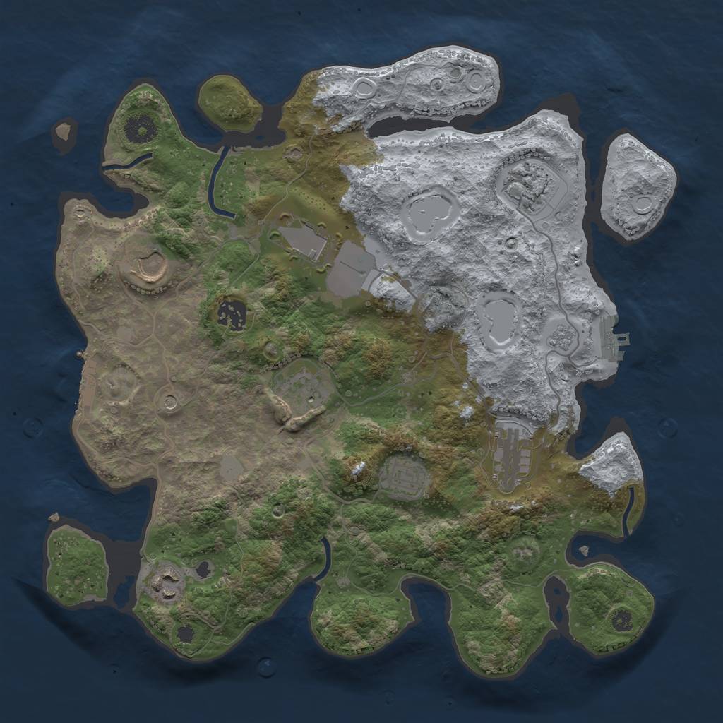 Rust Map: Procedural Map, Size: 3500, Seed: 434556, 17 Monuments