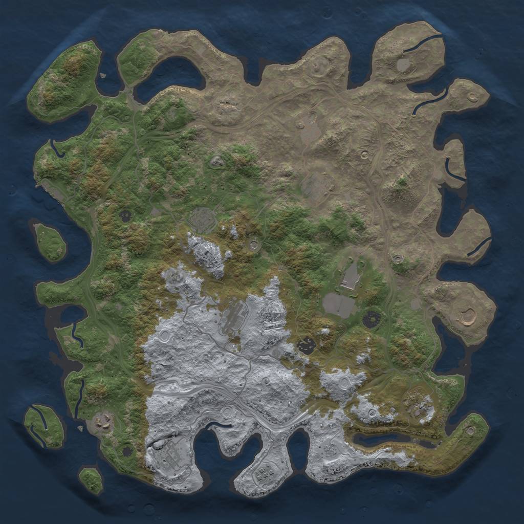Rust Map: Procedural Map, Size: 4500, Seed: 1289888469, 19 Monuments