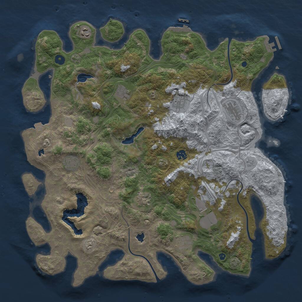 Rust Map: Procedural Map, Size: 4500, Seed: 801879322, 16 Monuments
