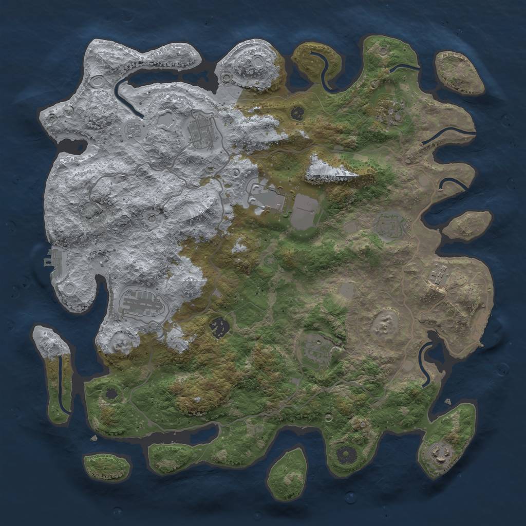 Rust Map: Procedural Map, Size: 4000, Seed: 51157, 16 Monuments