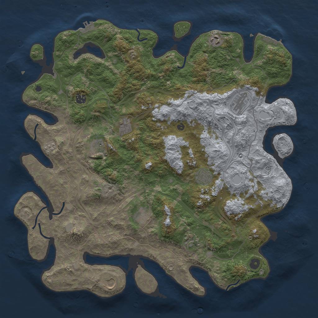 Rust Map: Procedural Map, Size: 4500, Seed: 1312, 19 Monuments