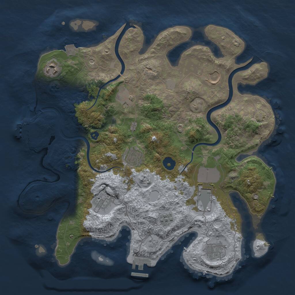 Rust Map: Procedural Map, Size: 3500, Seed: 7458731, 14 Monuments