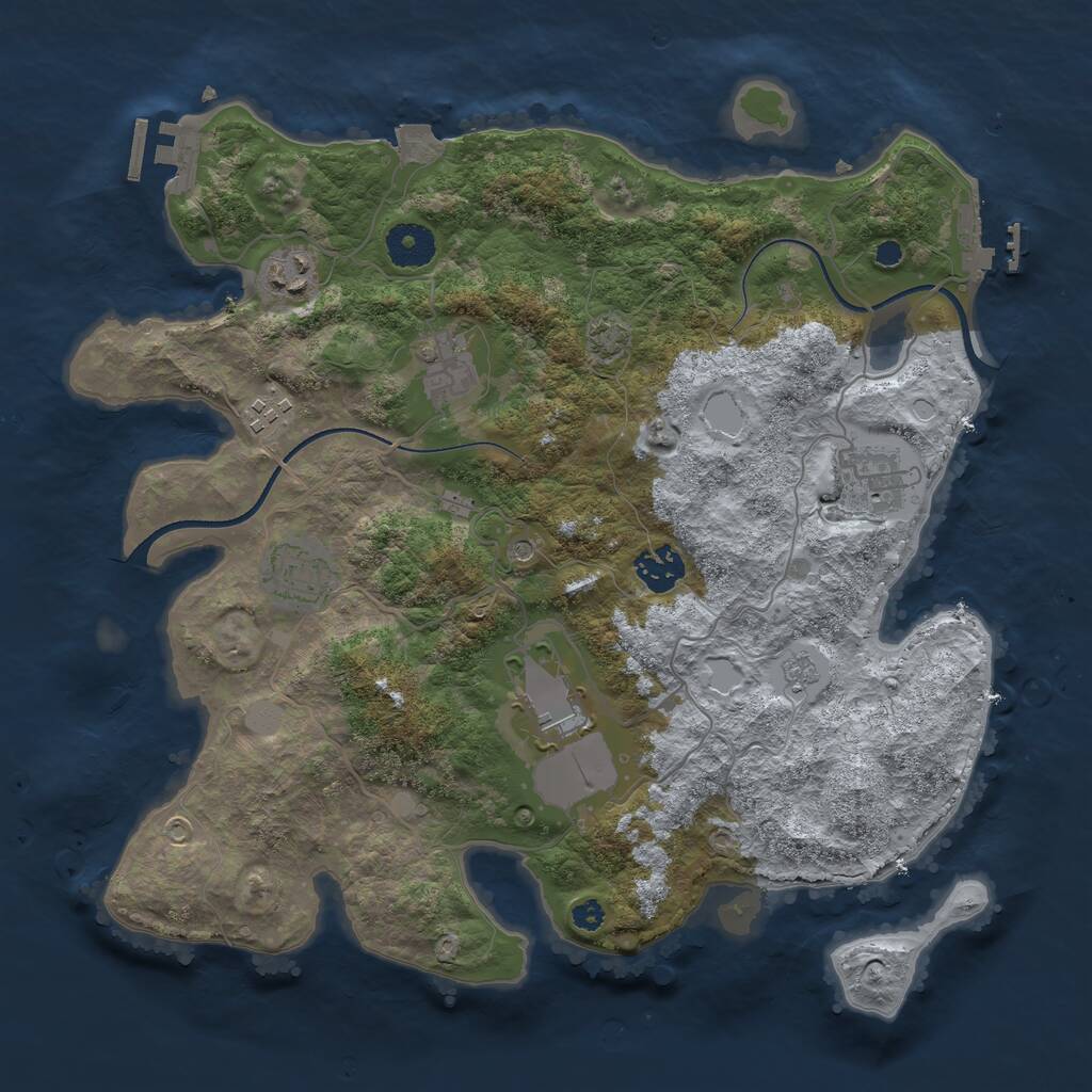 Rust Map: Procedural Map, Size: 3500, Seed: 7458732, 13 Monuments