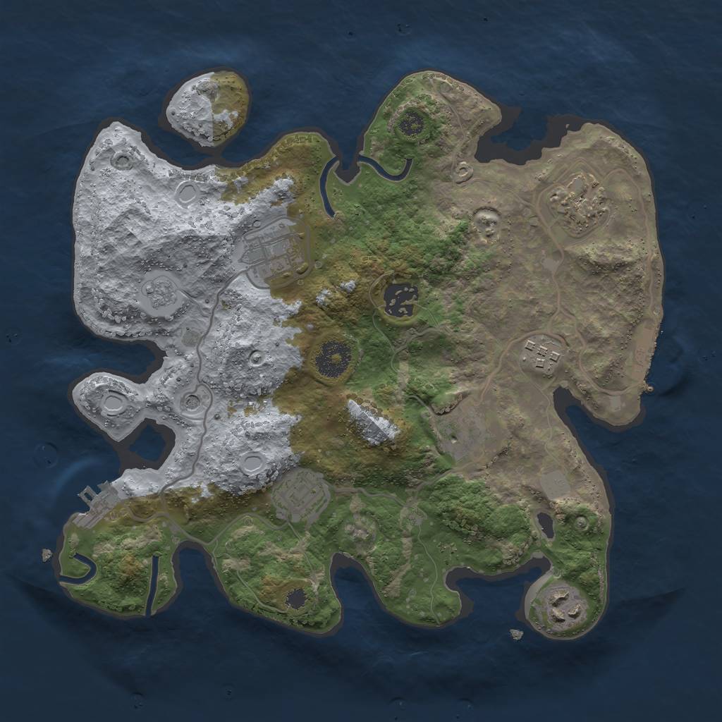 Rust Map: Procedural Map, Size: 3000, Seed: 1726949590, 16 Monuments