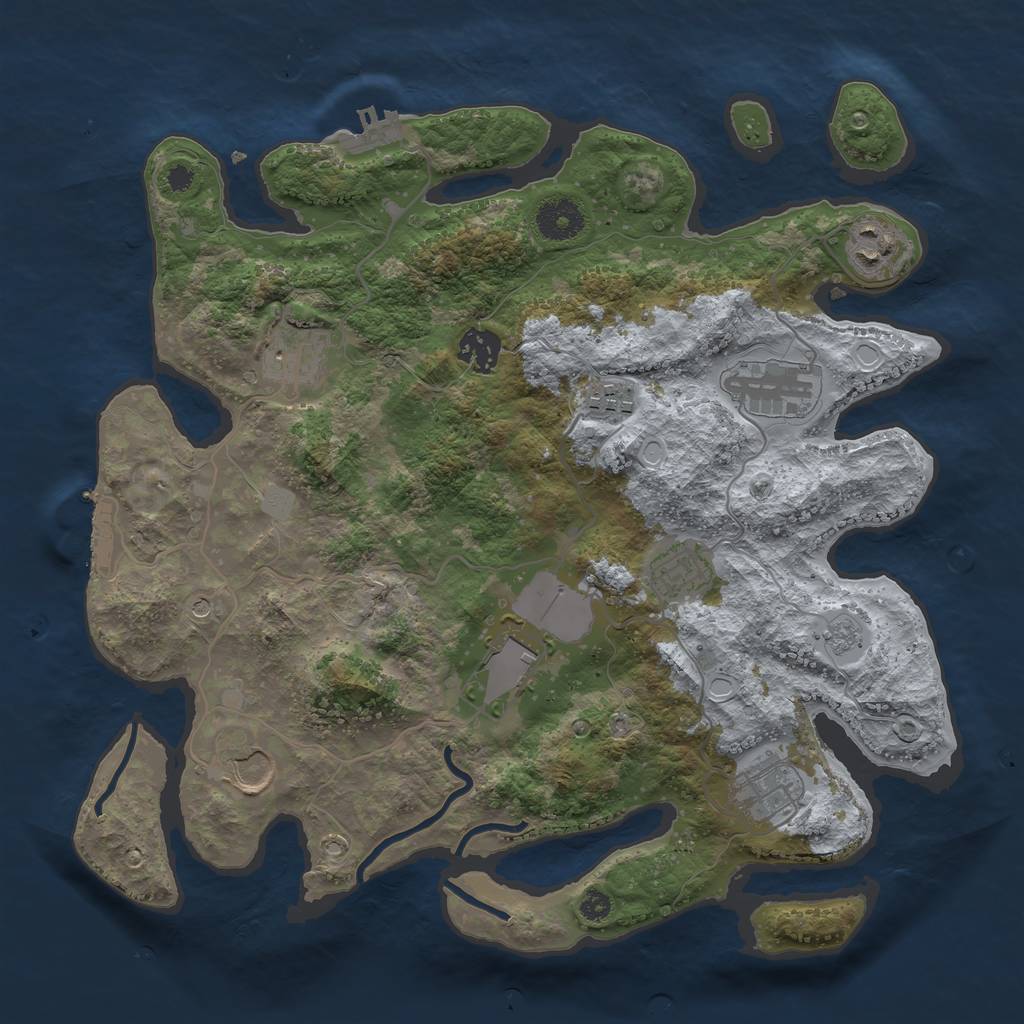 Rust Map: Procedural Map, Size: 3500, Seed: 7458741, 18 Monuments