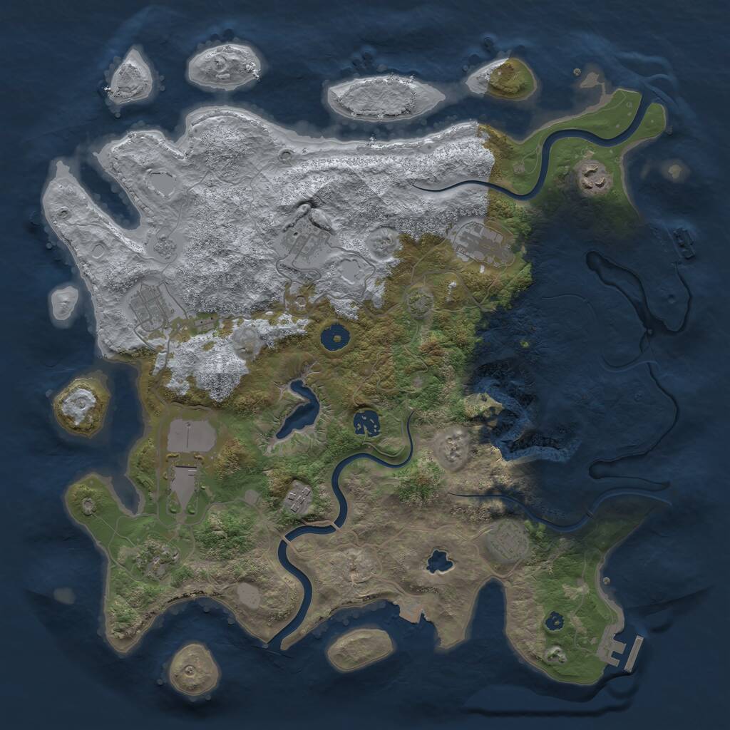Rust Map: Procedural Map, Size: 4000, Seed: 725250, 15 Monuments