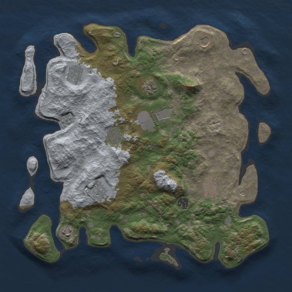 Rust Map: Barren, Size: 4000, Seed: 1149223367, 13 Monuments