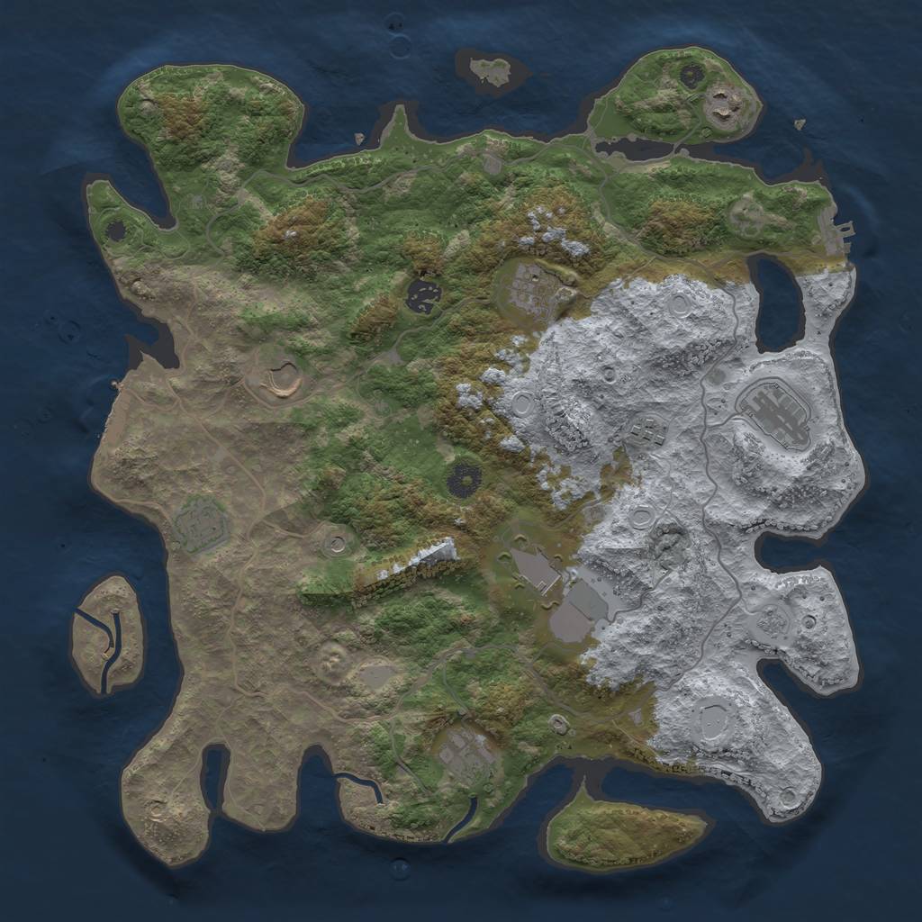 Rust Map: Procedural Map, Size: 4000, Seed: 739833819, 18 Monuments