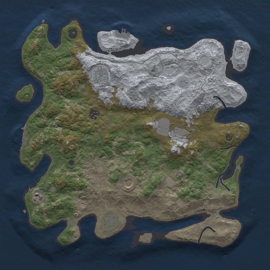 Rust Map: Procedural Map, Size: 4000, Seed: 65451551, 16 Monuments