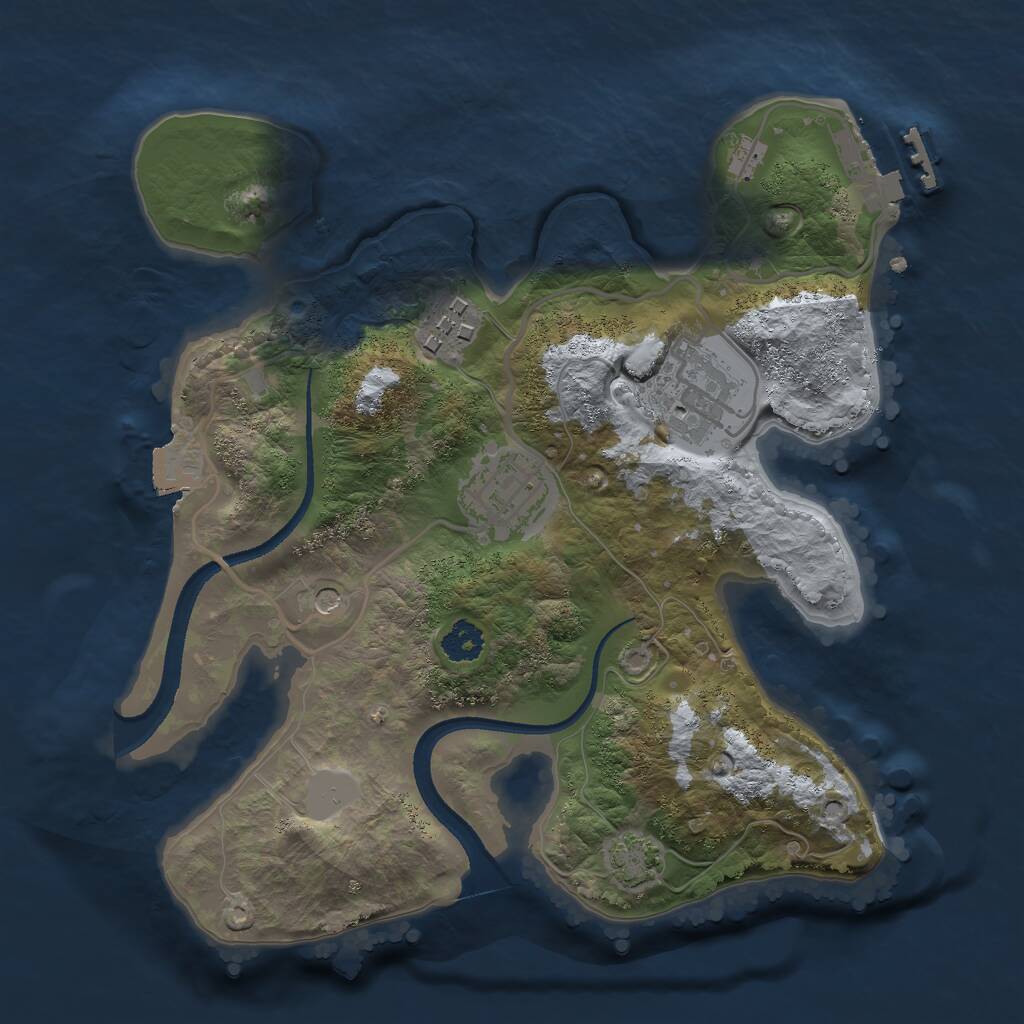 Rust Map: Procedural Map, Size: 2500, Seed: 100000, 7 Monuments