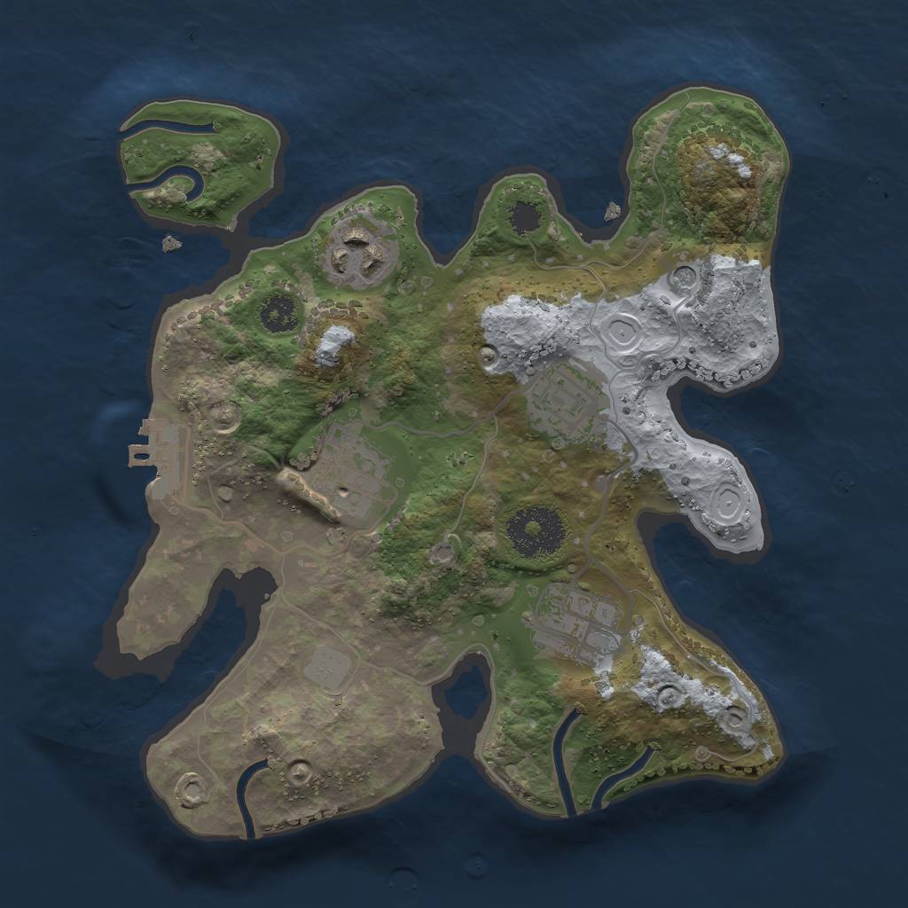 Rust Map: Procedural Map, Size: 2500, Seed: 100000, 11 Monuments