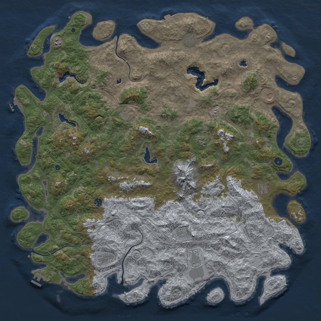 Rust Map: Procedural Map, Size: 6000, Seed: 48353963, 17 Monuments