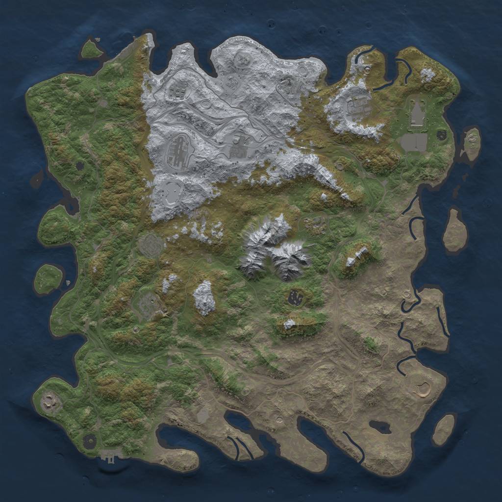 Rust Map: Procedural Map, Size: 5000, Seed: 75421578, 20 Monuments