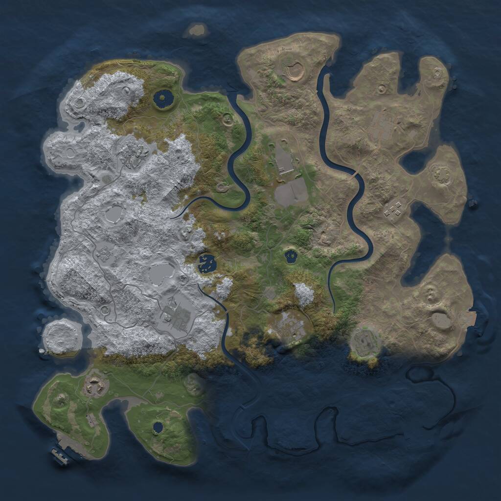 Rust Map: Procedural Map, Size: 3950, Seed: 516524800, 16 Monuments