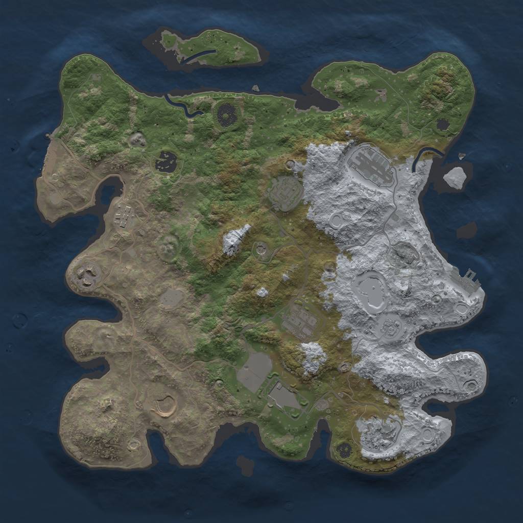Rust Map: Procedural Map, Size: 3600, Seed: 1271989177, 18 Monuments