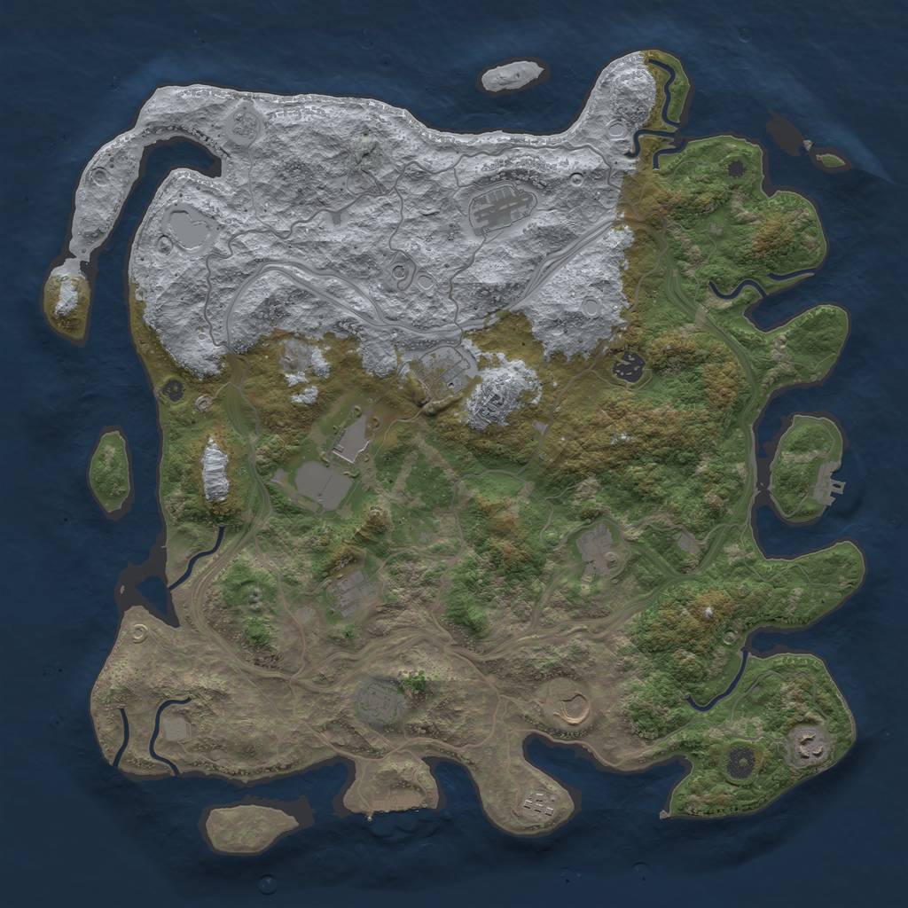 Rust Map: Procedural Map, Size: 4500, Seed: 1382213105, 19 Monuments
