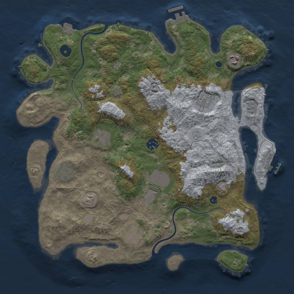Rust Map: Procedural Map, Size: 3850, Seed: 849577050, 14 Monuments