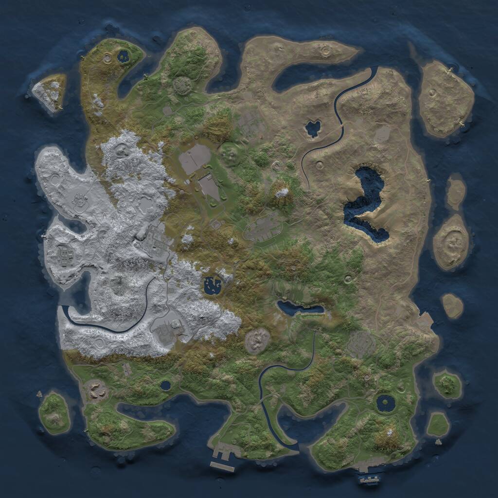 Rust Map: Procedural Map, Size: 4100, Seed: 1189965, 14 Monuments