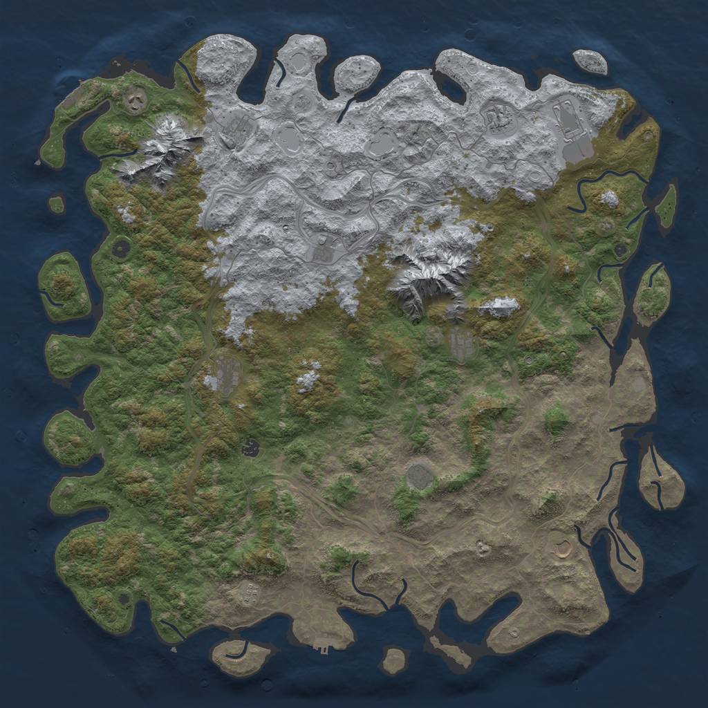 Rust Map: Procedural Map, Size: 6000, Seed: 62, 20 Monuments
