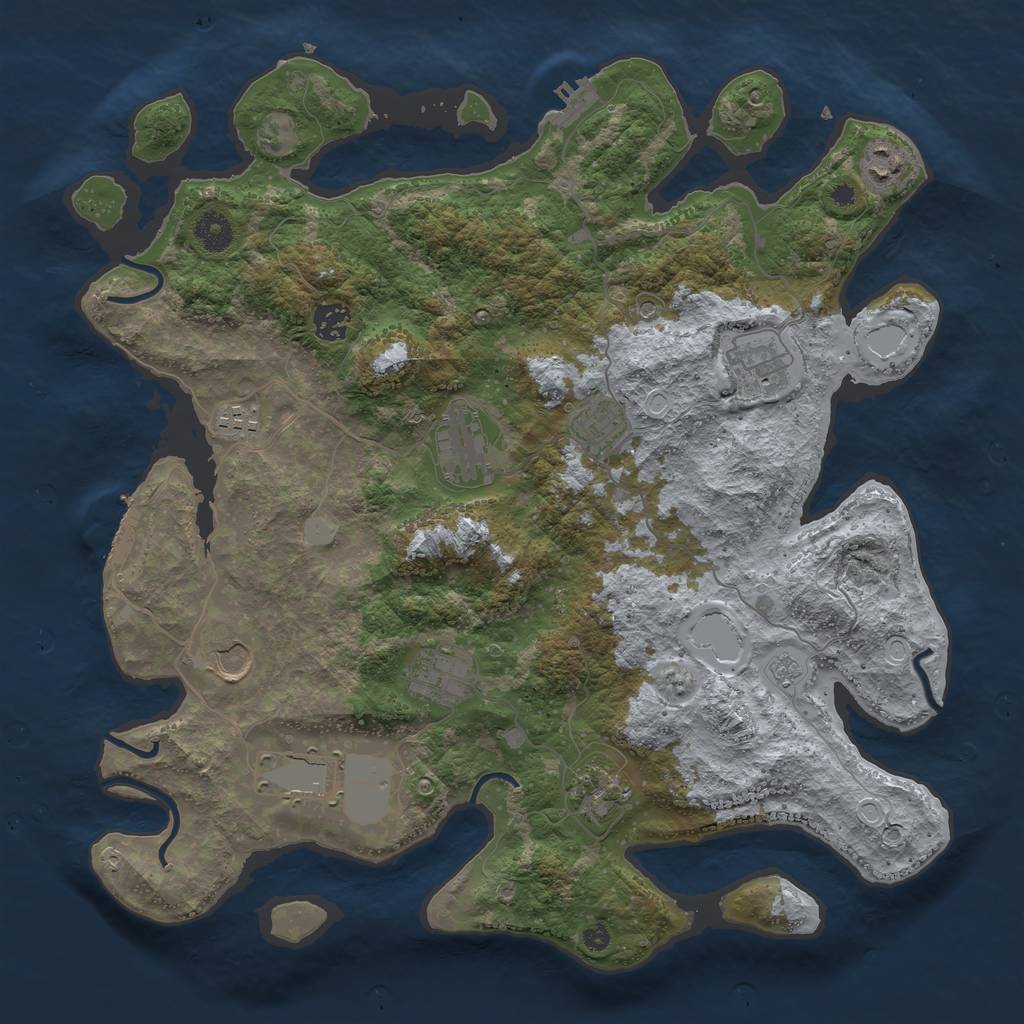 Rust Map: Procedural Map, Size: 3950, Seed: 47504640, 19 Monuments
