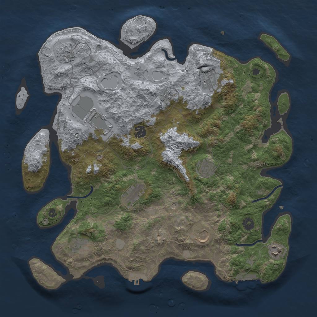 Rust Map: Procedural Map, Size: 3850, Seed: 1775561677, 19 Monuments