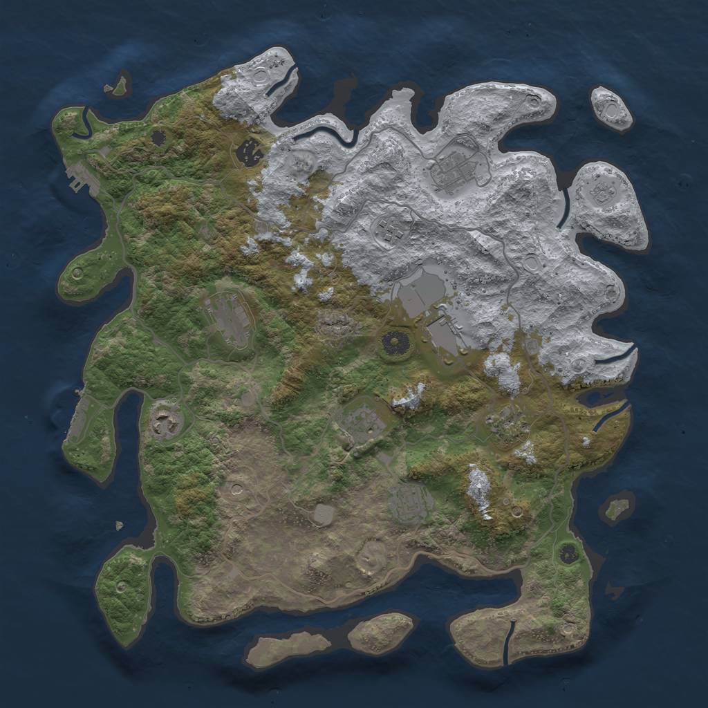 Rust Map: Procedural Map, Size: 4000, Seed: 1457223743, 18 Monuments