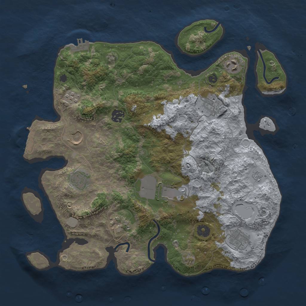 Rust Map: Procedural Map, Size: 3500, Seed: 902447299, 17 Monuments