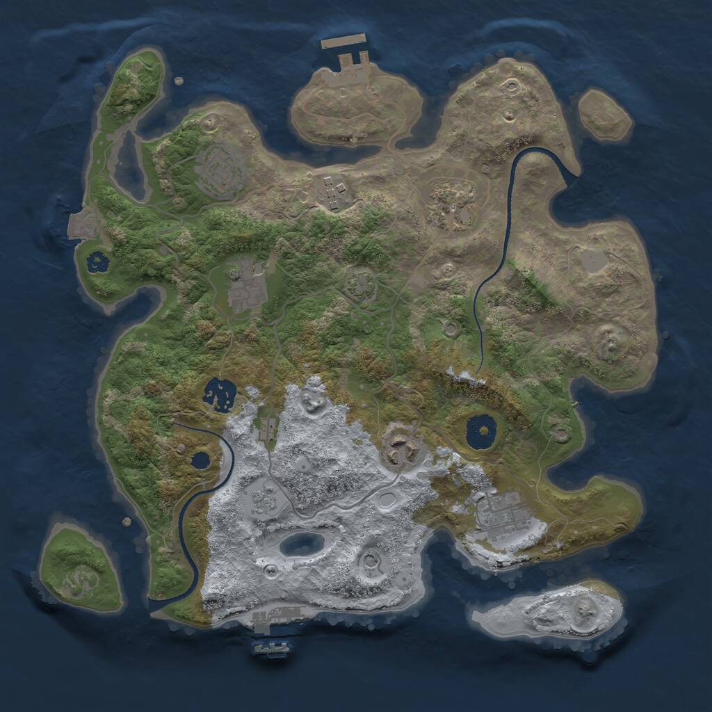 Rust Map: Procedural Map, Size: 3200, Seed: 1686327534, 13 Monuments