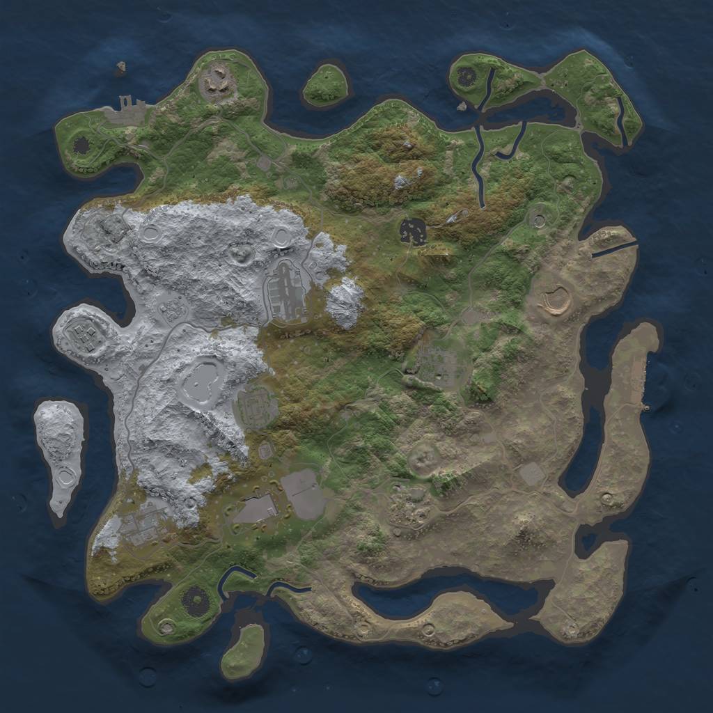 Rust Map: Procedural Map, Size: 3750, Seed: 7182, 19 Monuments
